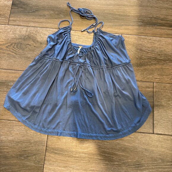 Free People antique blue Sundrop hippie boho whimsical tank size medium - Picture 3 of 8